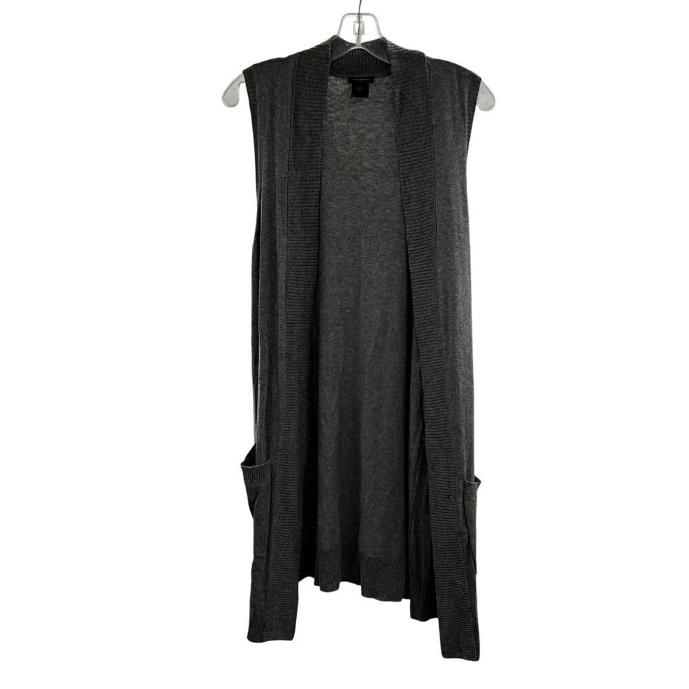 Ann Taylor Women's Sleeveless Cardigan Gray Size Medium Pockets